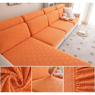 Imagem de Sofá De Estiramento Slipcover Sofá Capa Protetor De Móveis Sofá Macio Com Fundo Elástico Para Crianças, Poliéster Spandex Jacquard Tecido (D,Laranja)