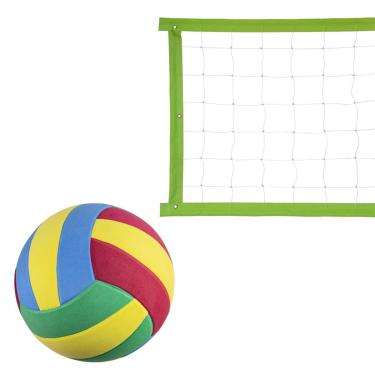 Imagem de Kit rede de vôlei colorido 9 metros verde + bola-Unissex