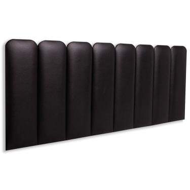 Imagem de Cabeceira Queen Estofada  Kit 8 Placas  Arredondada - Courino Preto