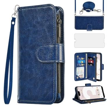 Imagem de Asuwish Capa de celular para Google Pixel 3 XL, carteira com protetor de tela, alça transversal, fecho de correr, porta-cartões, vidro temperado, compartimento para TPU, suporte Pixel3XL, Pixel3, LX,