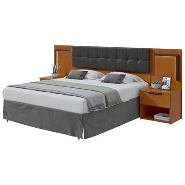 Imagem de Cabeceira Box Casal 160 Calitan Frassino Preto Fosco com Led - Lopas