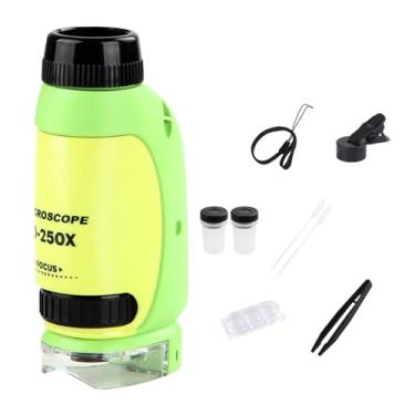 Imagem de Generic Conjunto de microscópio portátil para crianças, faça você mesmo, brinquedos científicos, microscópio óptico 120x, mini microscópio para ferramentas de, verde amarelo