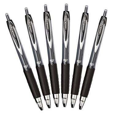 Imagem de Caneta de gel retrátil Uni-Ball Signo 207, ponta média de 0,7 mm, preta, pacote com 6