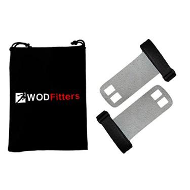 Imagem de (Extra Small, Grey) - WODFitters Textured Leather Hand Grips for Cross Training, Kettlebells, Powerlifting, Chin Ups, Pull Ups, WODs & Gymnastics - with Grips Storage Pouch