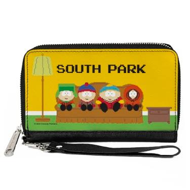 Imagem de Buckle-Down Carteira Comedy Central, zíper ao redor, South Park Boys 8 Bit Pose de sofá amarelo, couro vegano, 7.5"x4.5", Casual