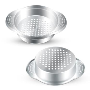 Imagem de 2 coadores de latas de aço inoxidável - prensa de atum, peneira de alimentos, removedor de óleo, escorredor de conservas com tampa de metal, filtro para legumes e feijões enlatados - Utensílios de