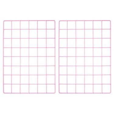 Imagem de YOKIVE 2 peças de painel de grade de arame de ferro, placa de painéis decorativos | Suportes de exibição de fotos para moldura suspensa para escritório em casa (rosa, 40,6 x 30,5 cm)