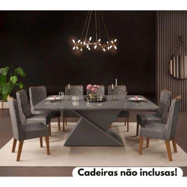 Imagem de Mesa Jantar 2,00 X 1,00 Dj Zafira Tampo Chanf Madeirado Com Vidro Cinza Urbano / Cinza Urbano (20350.218) 