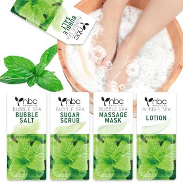 Imagem de nbc BeautiLab Kit de pedicure Conjunto de imersão para os pés: sal, esfoliante de açúcar, máscara de massagem, loção de massagem em uma caixa, kit de spa de 4 degraus para pés secos, calos e pés
