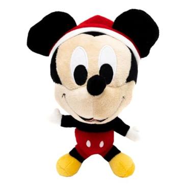 Imagem de Buckle-Down Disney Brinquedo de pelúcia para cães grandes, médios e pequenos, chapéu de Papai Noel Mickey Mouse, pose de corpo inteiro, 12,7 x 16,5 cm