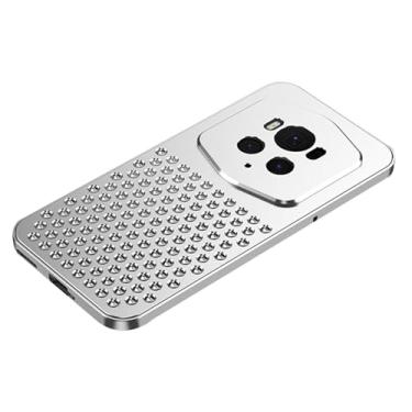 Imagem de HAO RIYLN Capa de metal para Honor Magic 6 Pro, capa de telefone de radiação de calor de liga de alumínio com proteção total de lente anti-arranhões fina capa oca de resfriamento, prata