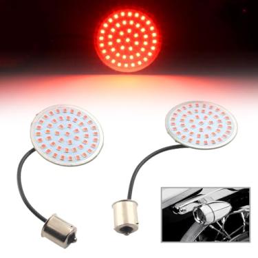 Imagem de FINMOKAL 1 par de lâmpadas de luz de seta traseira de LED vermelho 1156 de 5 cm, 48 LEDs, compatíveis com Harley Touring Dyna Softail Sportster Tri Gilde