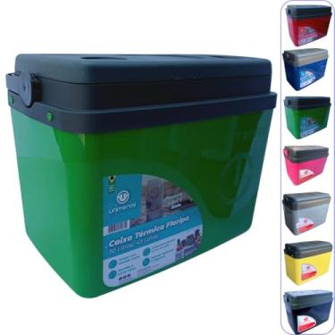 Imagem de Caixa térmica Cooler 30L Alça Tampa bandeja Floripa Unitermi Cerveja Água Suco Praia Churrasco (VERDE)