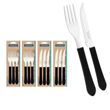 Imagem de Kit Restaurante 6 Garfos + 6 Facas 12 Talheres Tramontina - TRAMONTINA