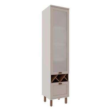 Imagem de Cristaleira Iluminata 100% Mdf 1 Porta de Vidro e Adega Branco/Fendi -