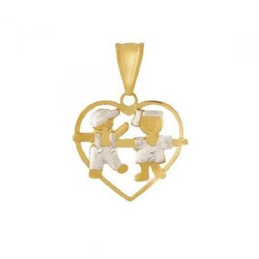 Imagem de Pingente de ouro 18k coração Casal - Elegancy Joias