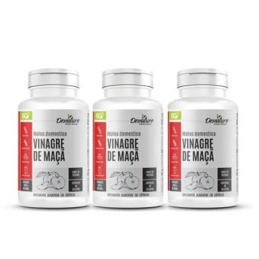 Imagem de KIT COM 3 Unidades Vinagre de Maça 500mg 180 cápsulas - DENATURE