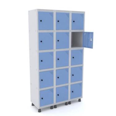 Imagem de Armário Guarda Volume Locker Roupeiro 15 Portas Aço GRP 503/15 - Pandi