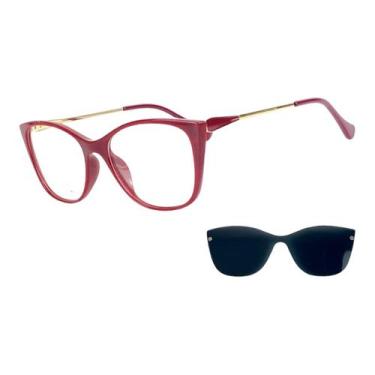 Imagem de Armação Óculos De Grau Femino Gatinho 2 em 1 Maliu Red - Palas Eyewear