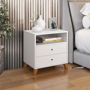 Imagem de Mesa de cabeceira 2 gavetas e 1 nicho branco - Casa Moderna Movelaria