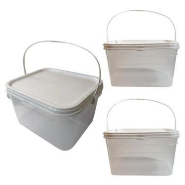 Imagem de Balde Alça Plastica Novo Transparente 2.4L 3 Pçs - Nastripack