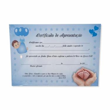 Imagem de Certificado de Apresentação Azul/ 50 Unidades. - O Cantinho da Fé