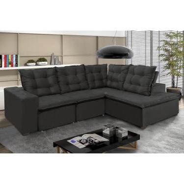 Imagem de Sofá de Canto 5 Lugares Montreal270Cm Veludo Light Grafite - WS Estofa