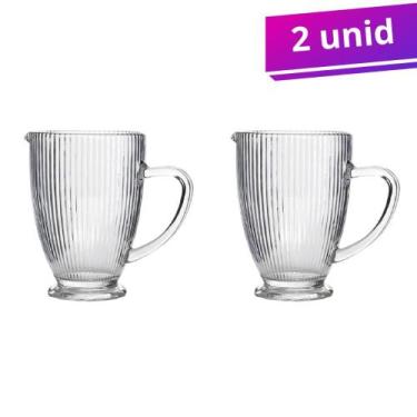 Imagem de Kit 2 Jarras de Vidro Aprisma Transparente 1,2 L Canelada - Wincy Casa