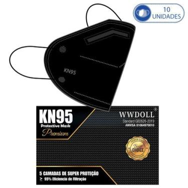Imagem de 10 Máscaras KN95 Premium Preta Descartáveis WWDoll