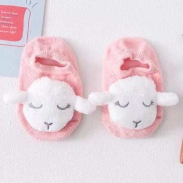 Imagem de Meia pantufa bebê zoo menina/menino  - Kadu modas, Ovelha rosa