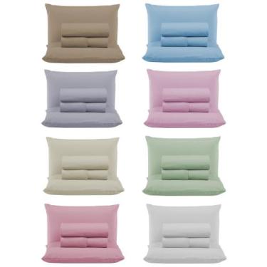 Imagem de Kit Roupa Cama Queen 100% Algodão 4 Peças Percal 300 Fios Hotel Pousad
