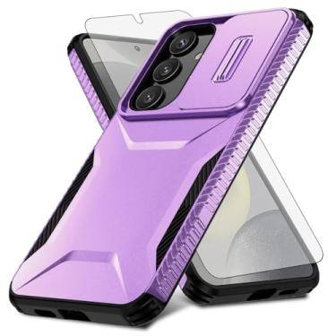 Imagem de Asuwish Capa de celular para Samsung Galaxy S24 FE 5G com protetor de tela de vidro temperado e capa de câmera deslizante fina, resistente, híbrida, à prova de choque, acessórios para celular S 24 EF