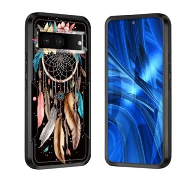 Imagem de JHYYTUJTYP Capa para Pixel 8a, [Teste de queda de grau militar] Capa protetora resistente à prova de choque resistente para Google Pixel 8a 2024 de 6,1 polegadas, flor apanhadora de sonhos