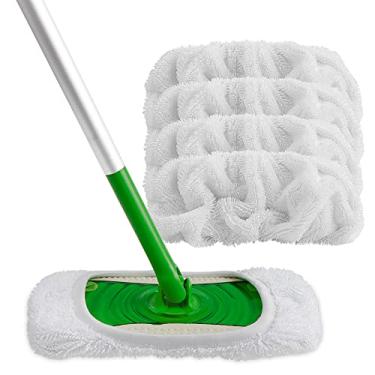 Imagem de HOMEXCEL Almofadas reutilizáveis de microfibra compatíveis com Swiffer Sweeper-Lavável Wet Pad Recargas para uso molhado e seco, refis de cabeça de esfregão de limpeza de piso para limpeza doméstica, pacote com 4