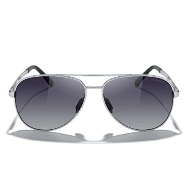 Imagem de MERRY'S Óculos de sol aviador para homens e mulheres - Óculos de sol polarizados para dirigir, lentes espelhadas, proteção UV 400, 58 mm, Armação prateada/lente gradiente cinza, Lens width: 58