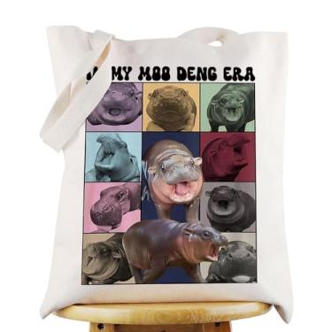 Imagem de WZMPA Moo Deng Sacola Moo Deng Lover Gift In My Moo Deng Era Reutilizável, Bolsa de Mercearia Tailândia, Moo Deng Merchandise, Moo Deng Era-t, Large