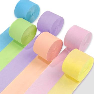 Imagem de UNIIDECO 6 rolos de papel crepe, serpentinas arco-íris pastel para aniversário, chá de bebê, revelação de gênero, casamento, formatura, festa, dia do mês, decorações de Páscoa, artesanato DIY