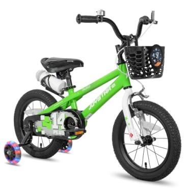 Imagem de Joystar Pluto Kids Bike com Rodas de Treino para Bicicleta 12 14 16 18 polegadas, Suporte para Bicicleta de 18 polegadas (Azul Vermelho Laranja), Verde, 12 Inch