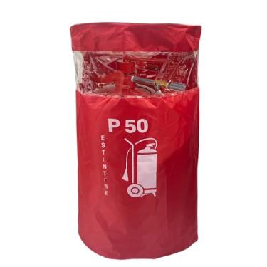 Imagem de Capa de extintor de incêndio para carrinho - Capa protetora de segurança contra incêndio com rodas resistentes contra arranhões e arranhões, acessórios, 1 peça (serve para 50 kg)