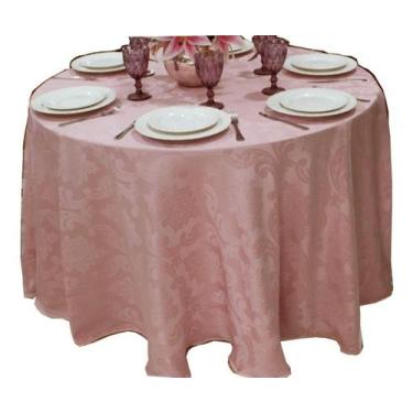 Imagem de Toalha de Mesa Redonda Jacquard Adamascado 1,80mts de Diâmetro Sala Ja