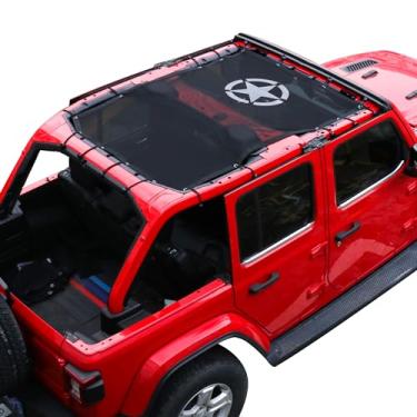 Imagem de Guarda-sol para Jeep Wrangler JLU 2018-2023 4 portas sombra de sol de malha de comprimento total, JL Unlimited, Sport, Sport S, Sahara, Rubicon Sunshade Bikini Soft Top Net, bloqueia UV, vento, ruído,