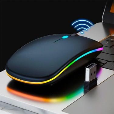 Imagem de "Mouse Wireless Recarregável LED RGB 2.4GHz Sem Fio - Alta Precisão, Design Ergonômico e Longa Duração de Bateria, compativel windows. "