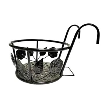 Imagem de WeiLaiKeQi Suporte de Metal para Vasos com Corrimão e Cesta Suspensa, Style B, Tamanho real