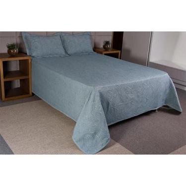 Imagem de Cobre Leito Colcha Azul Kit Montblanc Memory Casal Queen - Tapete Magi