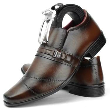 Imagem de Sapato social masculino marrom cappuccino + cinto social - sollano, Ma