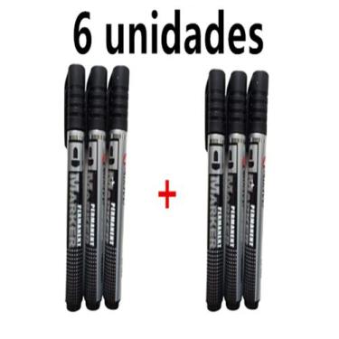 Imagem de 6 unidades Caneta Grossa para marcar permanente -Preta - xtled
