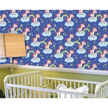 Imagem de Papel de parede adesivo infantil unicornio ( med. 90x300 cm) - ATITUDE