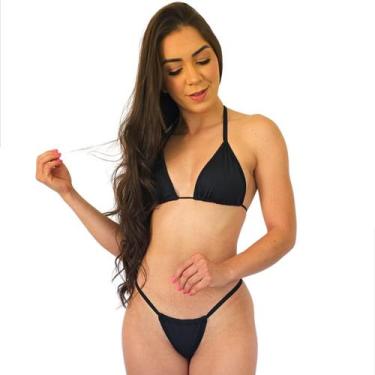 Imagem de Biquíni Fio Dental Cortininha Cavado Amarração Marquinha Moda Praia Br