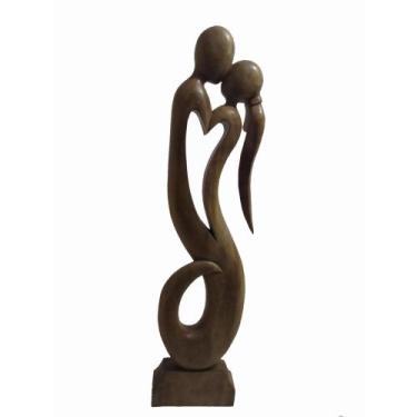 Imagem de Escultura Decorativa Madeira Amantes Finos Traços Formosa - LUXdécor c