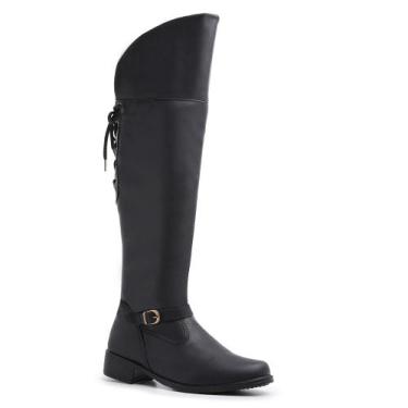 Imagem de Bota Over Montaria Feminina Sintetico Cano Longo De Amarrar Atrás Maci